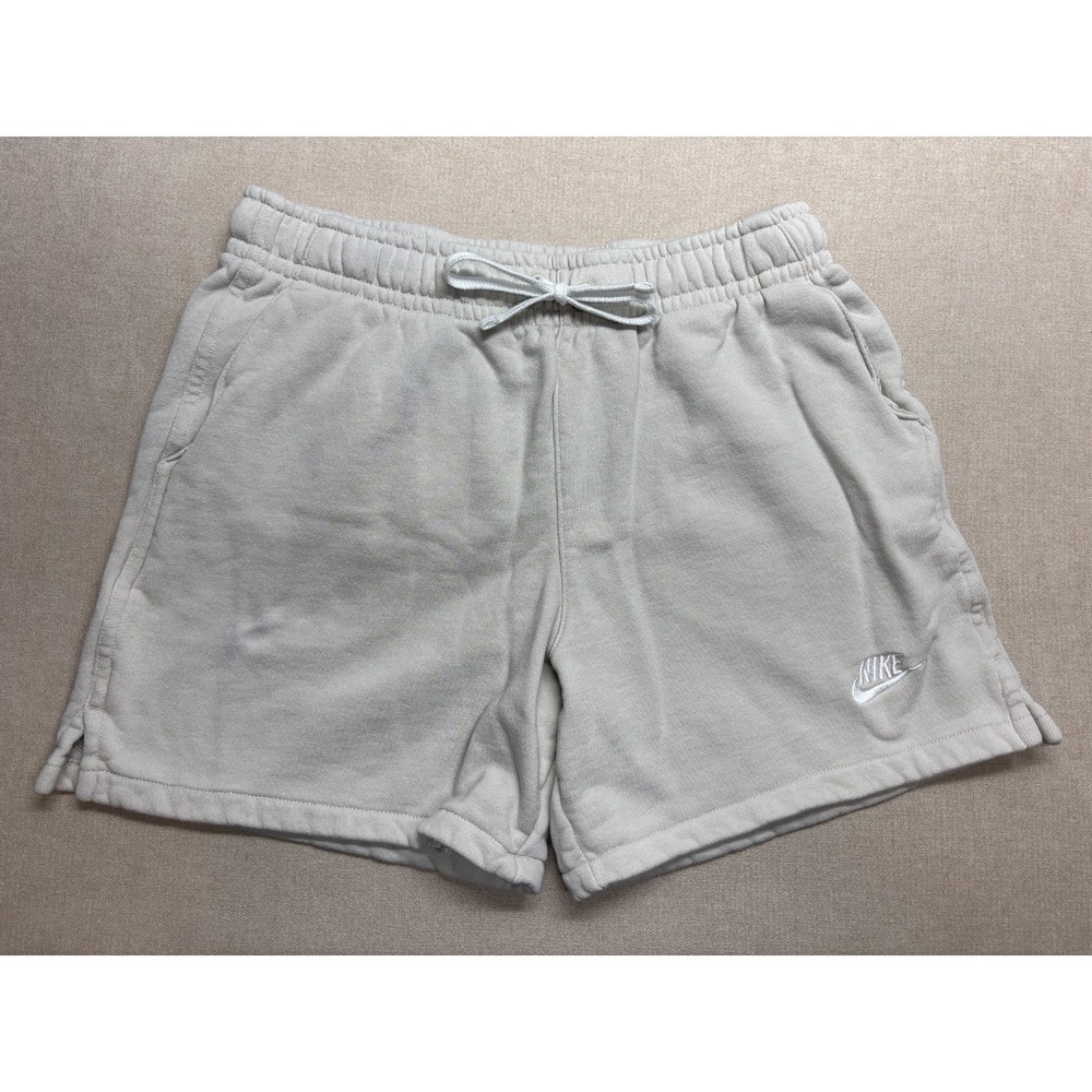 Nike Shorts Mens S Beige Club Fleece French Terry Logo 100% Cotton